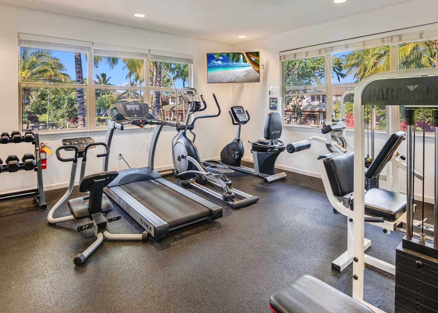 Kamuela Vacation Rentals, Mauna Lani Fairways #603 - The Fairways Fitness Center With a View of The Fairways Pool