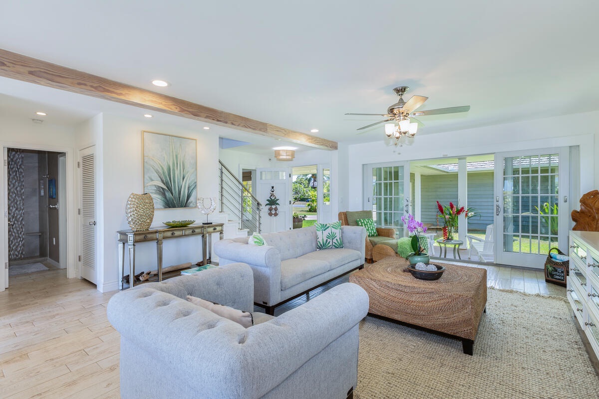 Princeville Vacation Rentals, Hokulani Villa - The bright and airy living space creates an inviting ambiance to gather and relax.