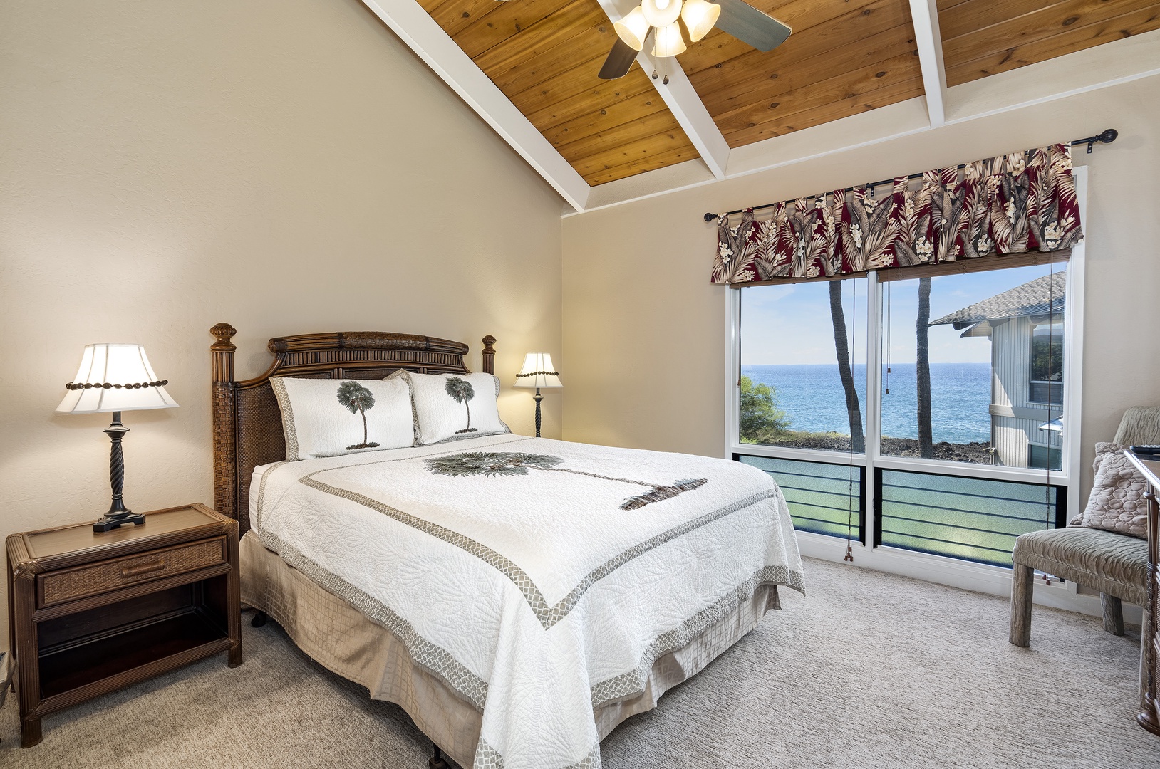 Kailua Kona Vacation Rentals, Kanaloa at Kona 3304 - Guest bedroom with stellar ocean views! Queen bed, and A/C