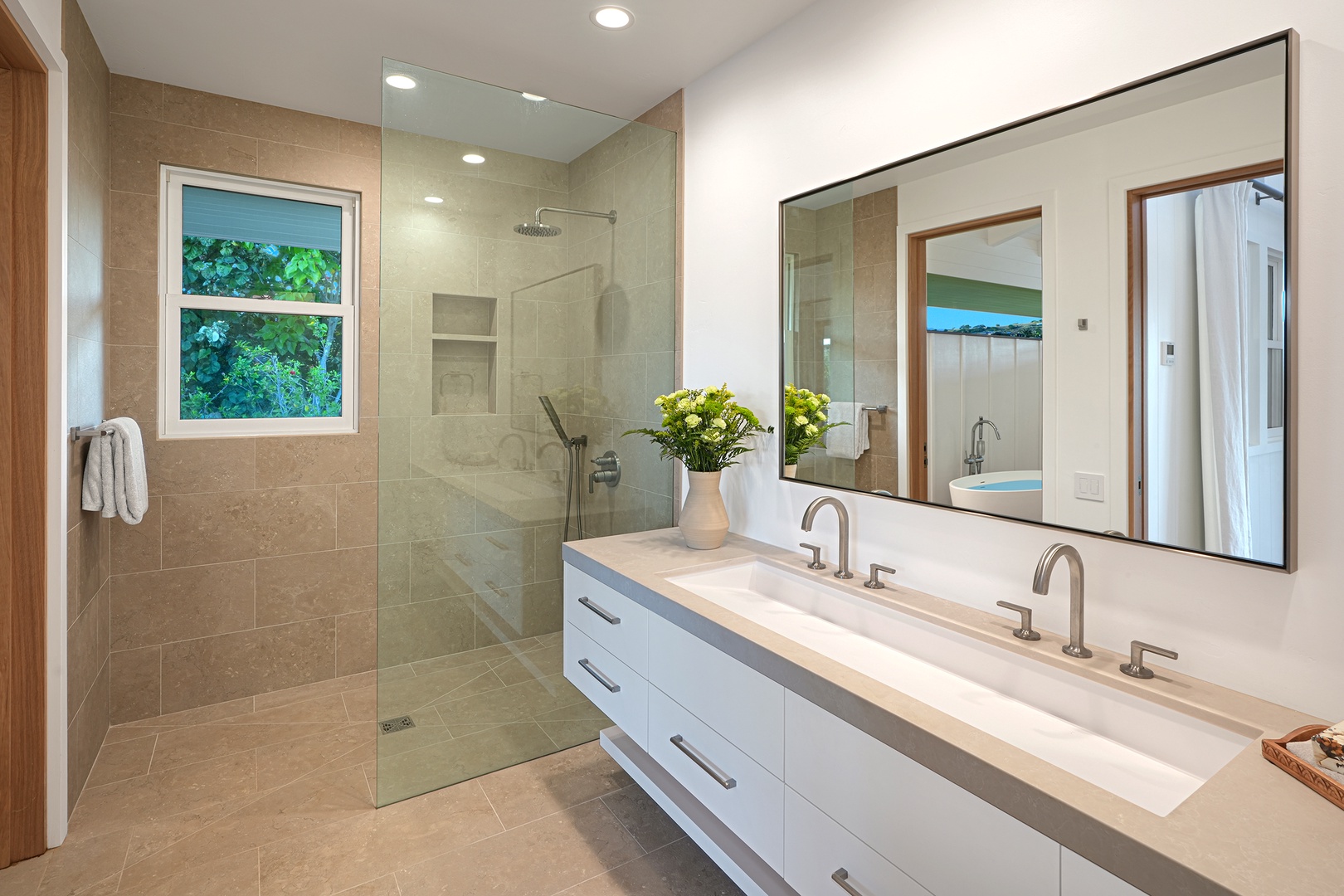 Koloa Vacation Rentals, Kaulu Hale at Kukuiula - Ensuite bath in guest suite  features two vanity spaces.