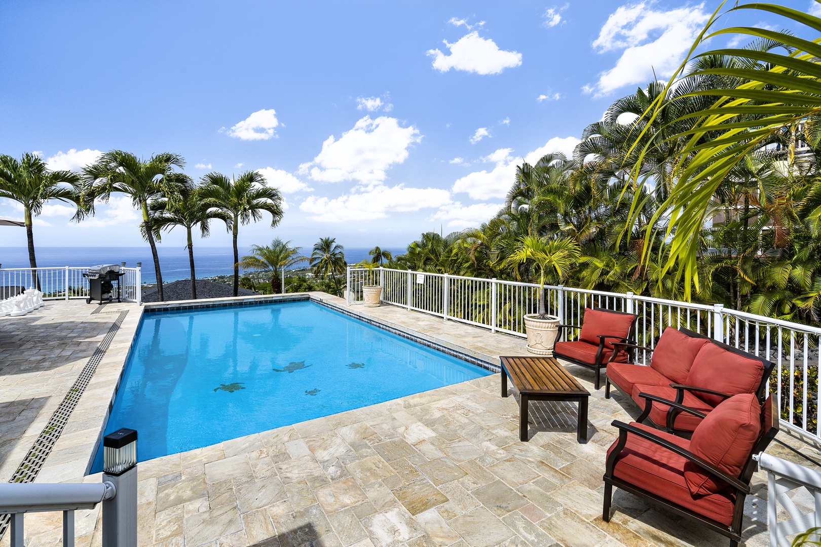 Kailua-Kona Vacation Rentals, Honu Hale - Seating along the pool great for watching over little ones