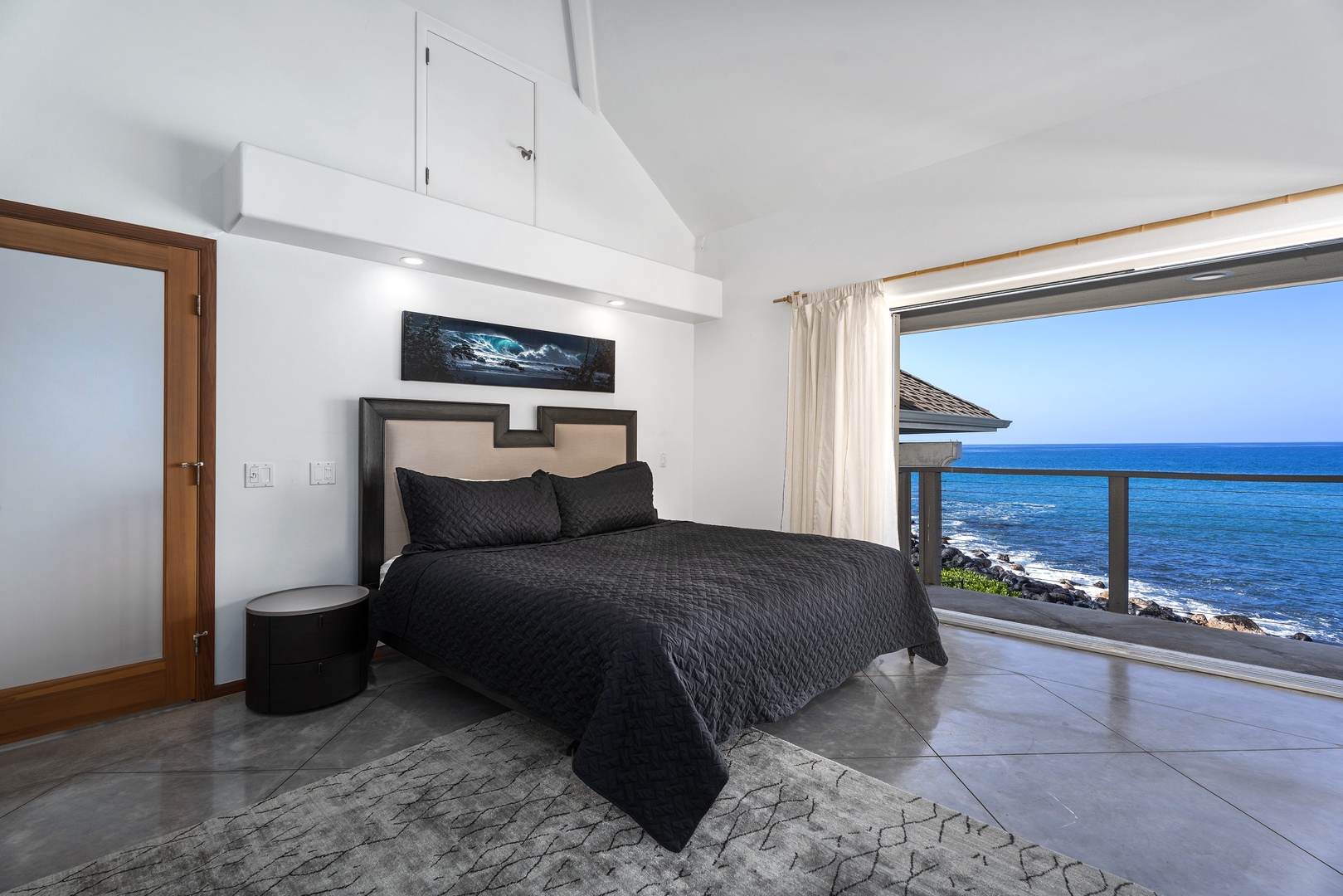 Kailua-Kona Vacation Rentals, Hale Kope Kai - Primary Suite equipped with King bed, A/C, Lanai, and ensuite