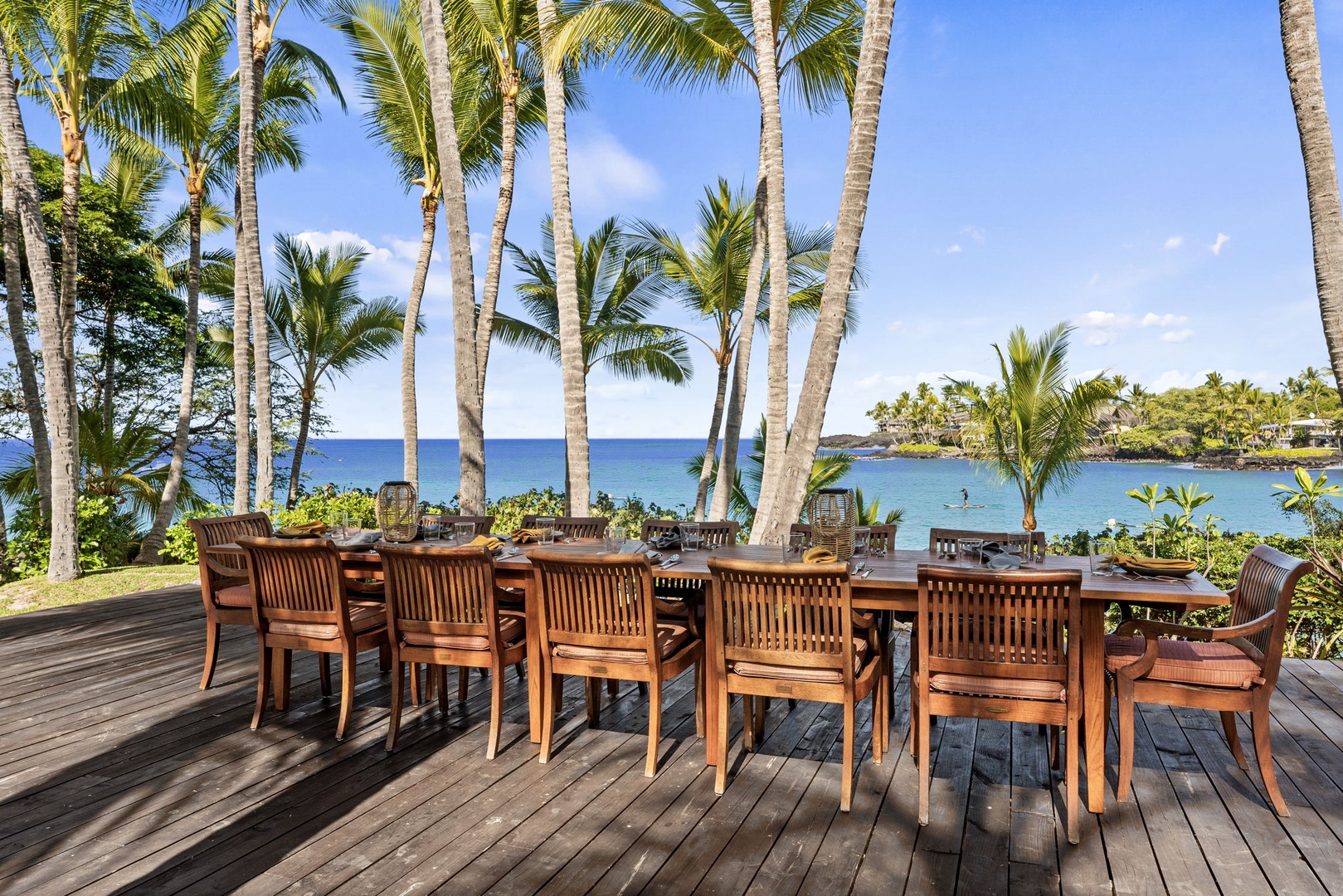 Kailua-Kona Vacation Rentals, Hahalua Bay Villa - Dine al fresco at your private oceanfront table, where tropical palms frame endless blue waters and gentle waves create the perfect soundtrack for your meal.