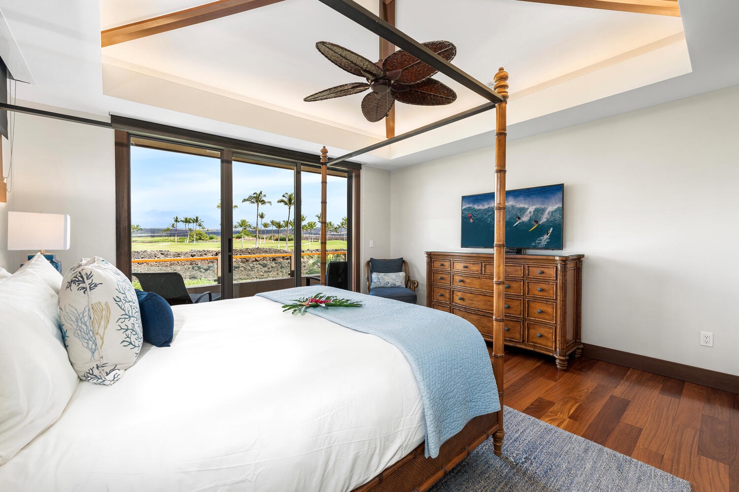 Kamuela Vacation Rentals, Laule'a at the Mauna Lani Resort #13 - Wake to sweeping golf course and mountain views from the primary suite.