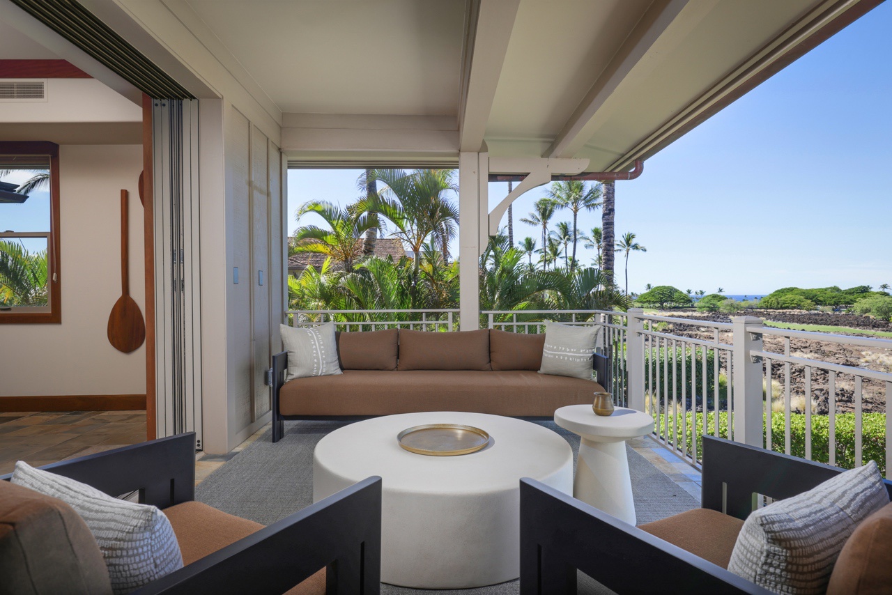 Kailua Kona Vacation Rentals, 3BD Ka'Ulu Villa (109A) at Hualalai Resort - Alternative view of the outdoor seating area.