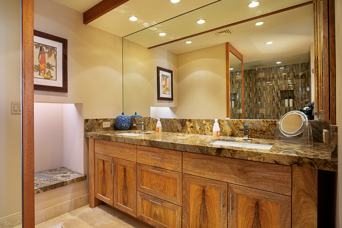 Kamuela Vacation Rentals, Mauna Lani Terrace A303 - Dual Vanity in the Primary Bathroom