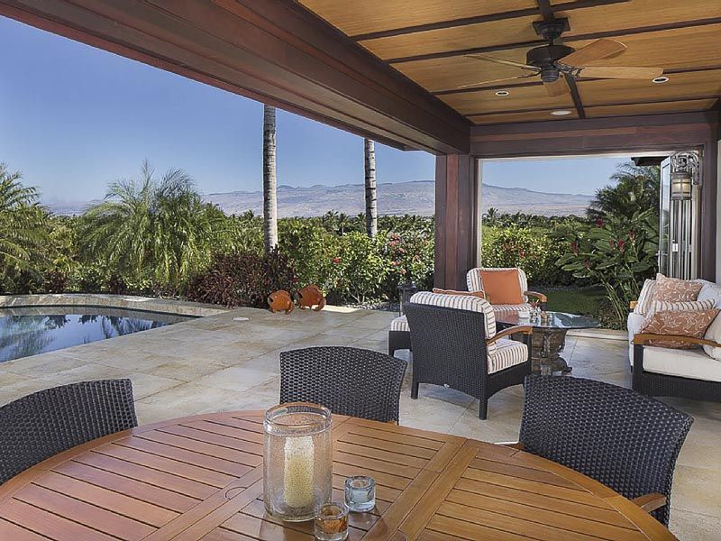 Kamuela Vacation Rentals, Champion Ridge Home - Outdoor Dining Area and Cabana