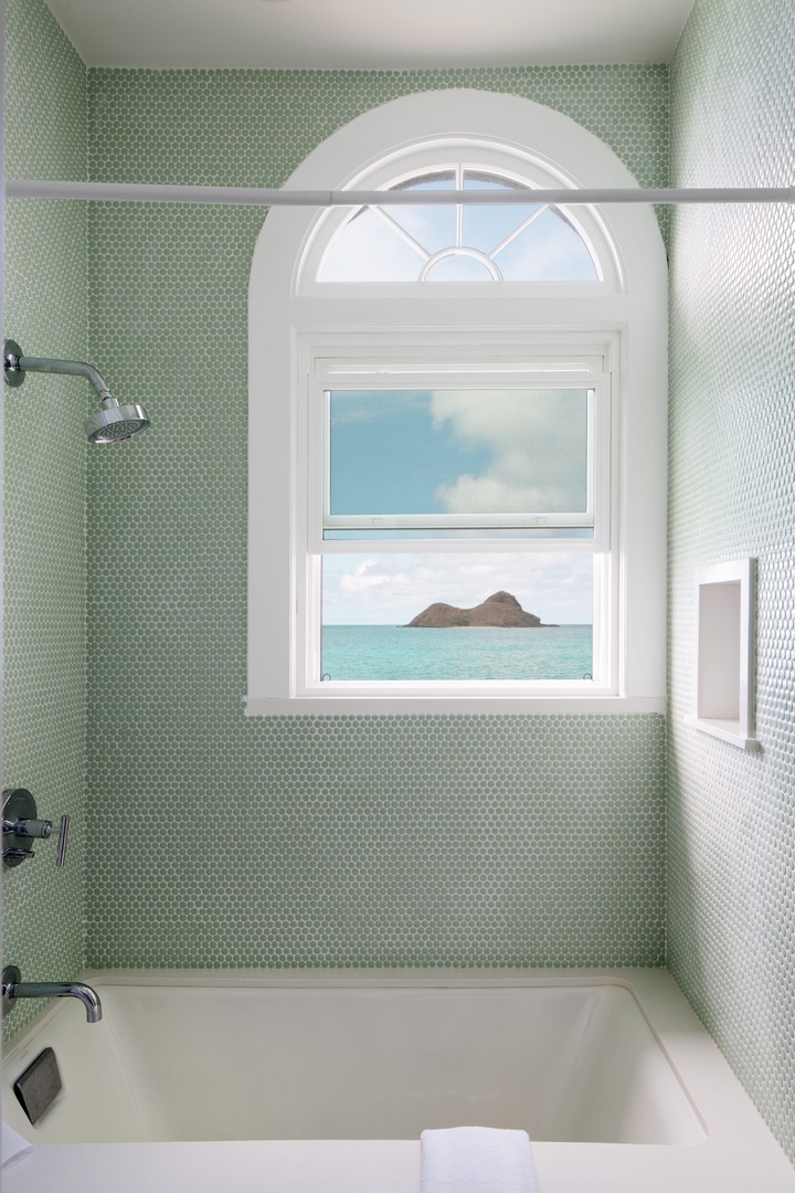 Kailua Vacation Rentals, The Villa at Wailea Point* - Take in the view of the Mokulua islands from the walk-in shower.