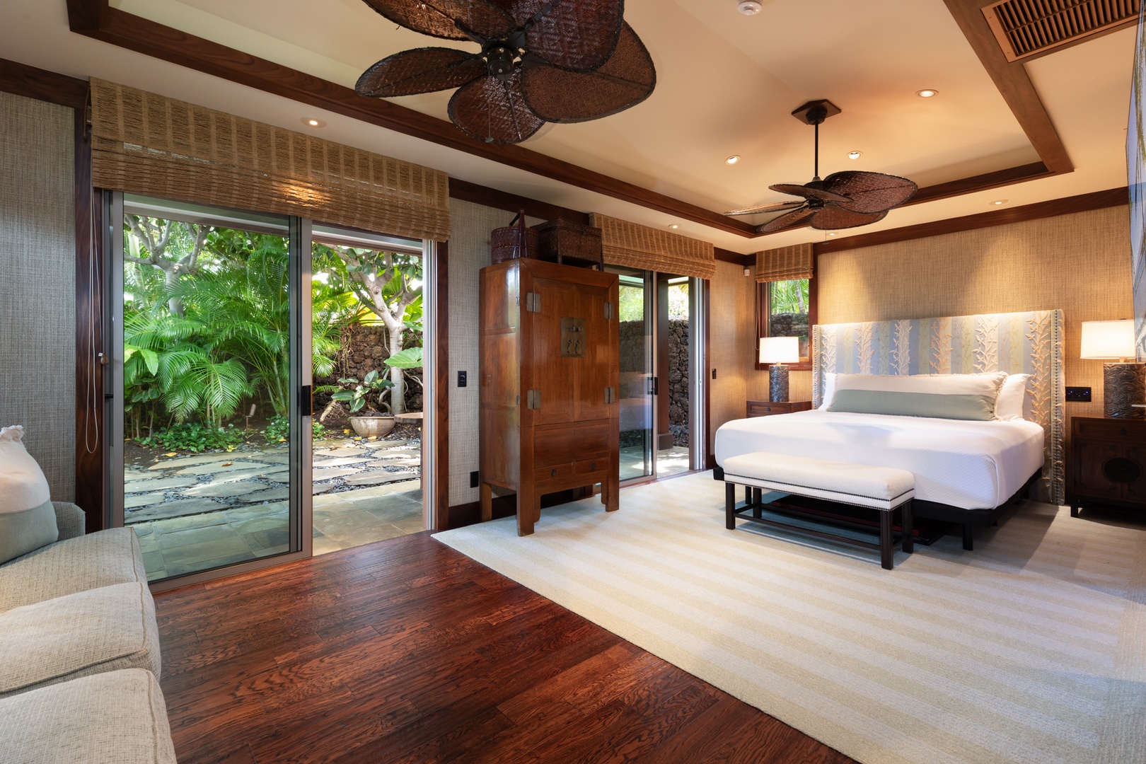 Kailua Kona Vacation Rentals, 5BD Ke Alaula Estate (144) at Hualalai Resort - Private suite with Cal king bed, garden lanai and serene indoor-outdoor flow.