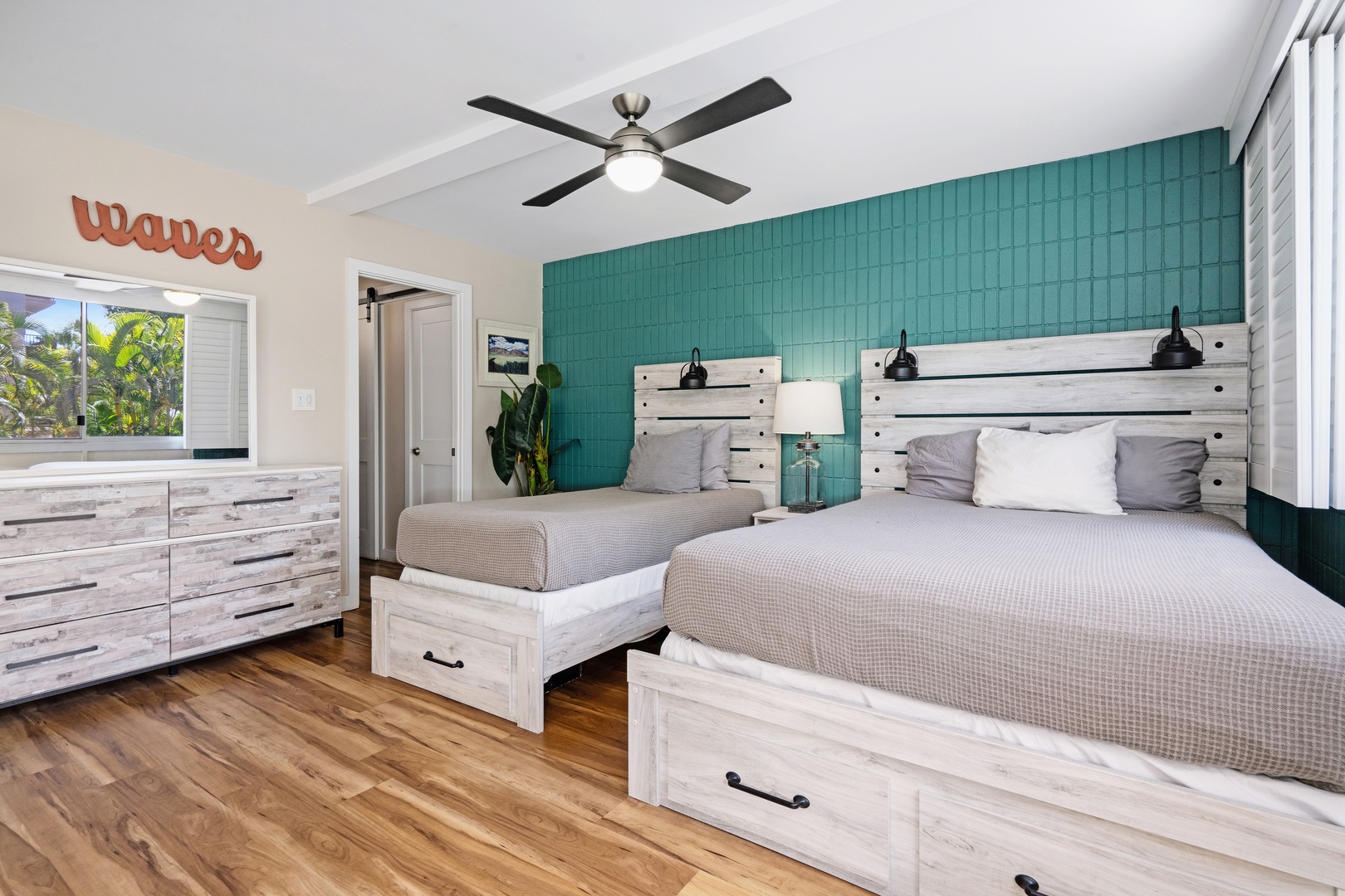 Kihei Vacation Rentals, Haleakala Shores A206 - Flip on the ceiling fan over the beds and turn in early after a long day out.