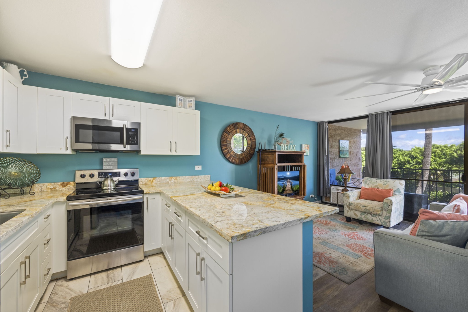 Kihei Vacation Rentals, Kihei Alii Kai C206 - Spread breakfast across the granite island and still have room to cook.