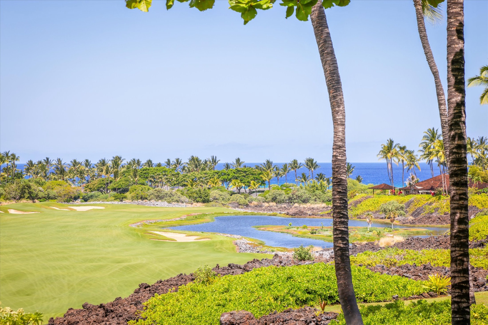 Kailua Kona Vacation Rentals, Wai'ulu Villa 115D - Signature fairway and ocean views from the villa’s vantage—classic Hualalai beauty every day.