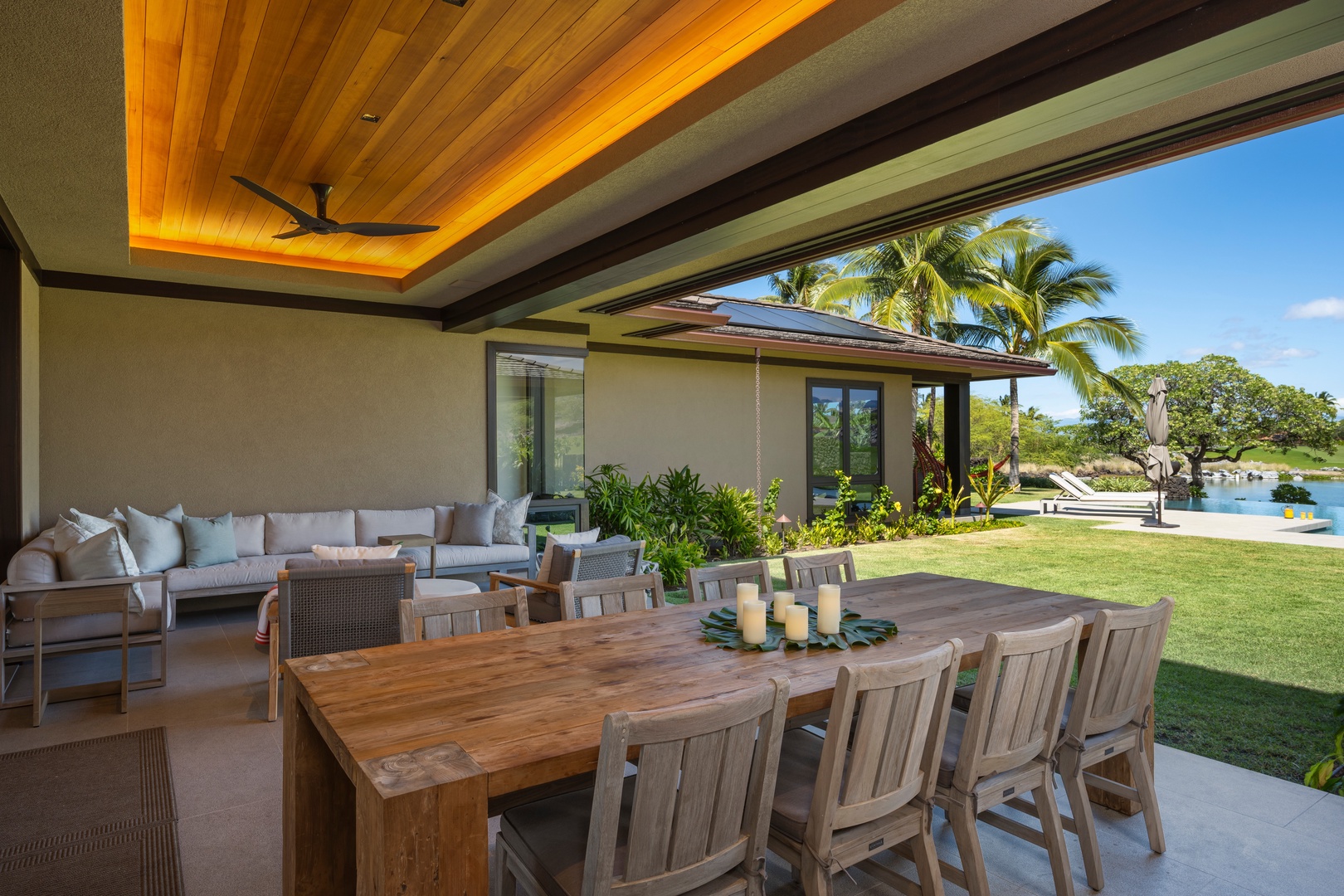 Kailua-Kona Vacation Rentals, 4BD Ka'Ulu Estate (102A) at Hualalai Resort - Enjoy tropical breezes in your main outdoor dining and lounge area, where serenity meets style.