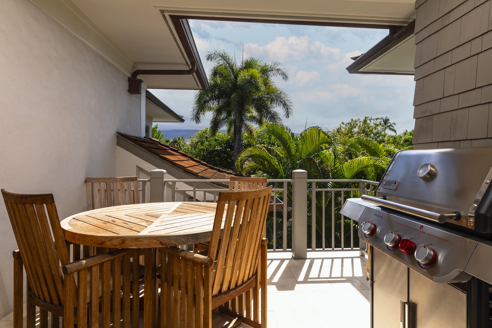 Kailua Kona Vacation Rentals, 3BD Palm Villa (130B) at Hualalai Resort - Cheerful lanai off the kitchen with a personal grill