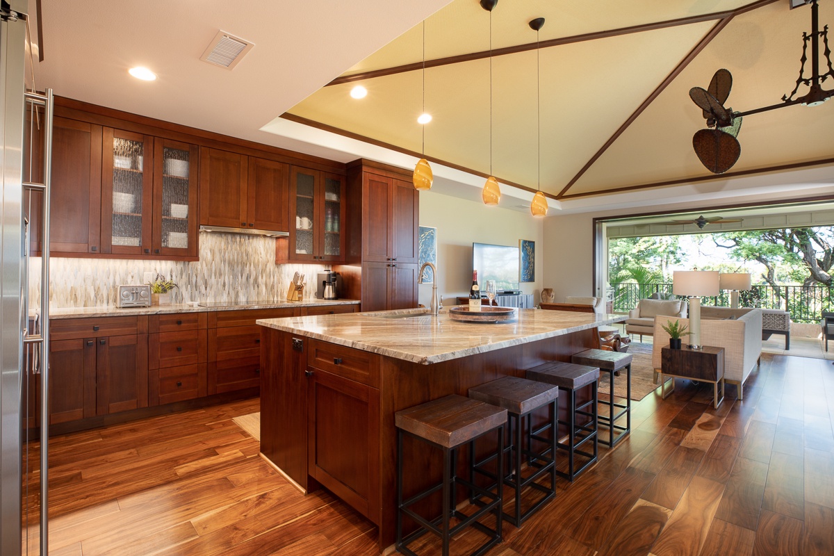 Kamuela Vacation Rentals, Mauna Lani KaMilo #123 - With a generously sized kitchen island at its heart, our home is ready to cater to all your entertainment needs.