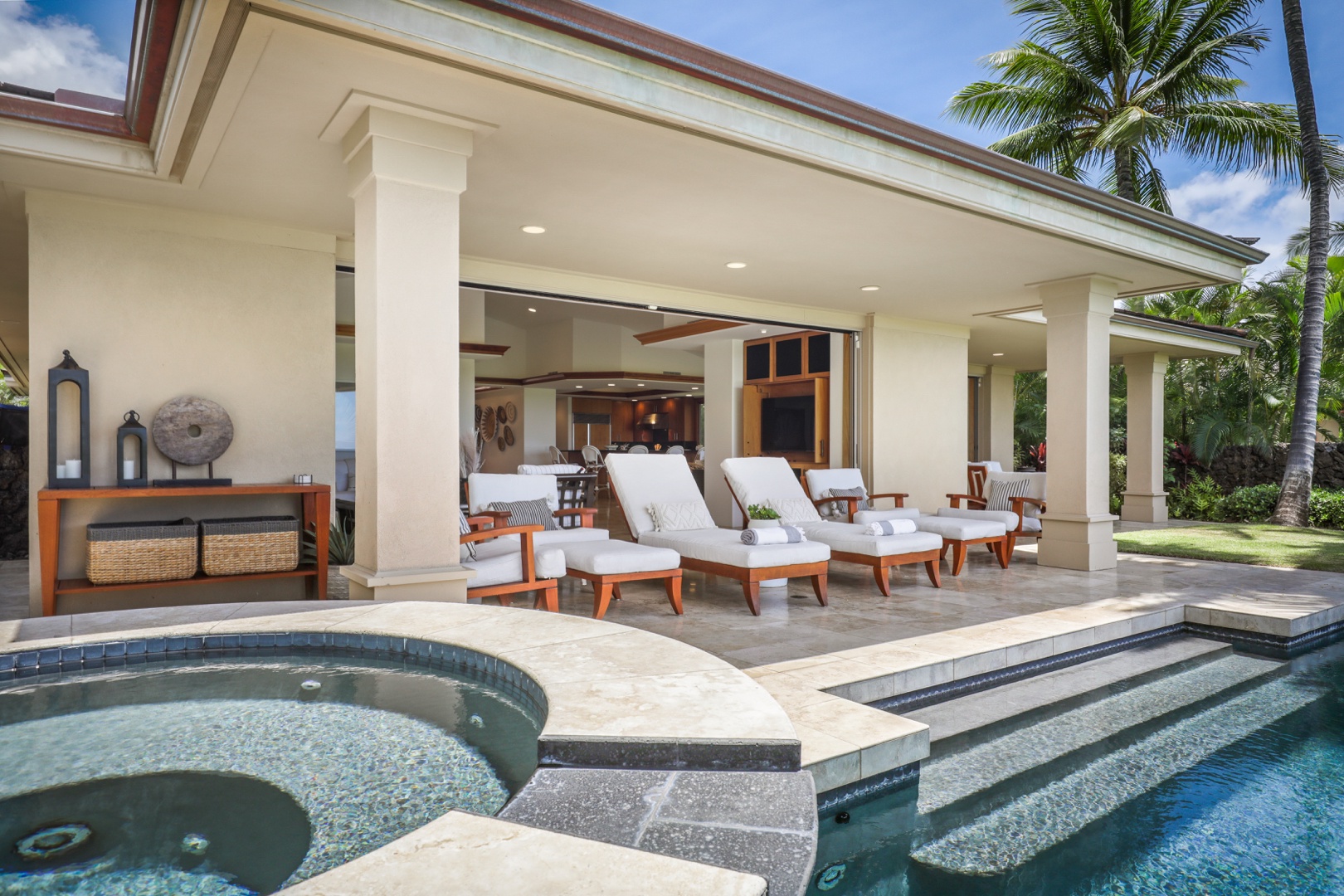 Kailua Kona Vacation Rentals, 4BD Pakui Street Estate (147) at Hualalai Resort - Reverse angle of pool deck.