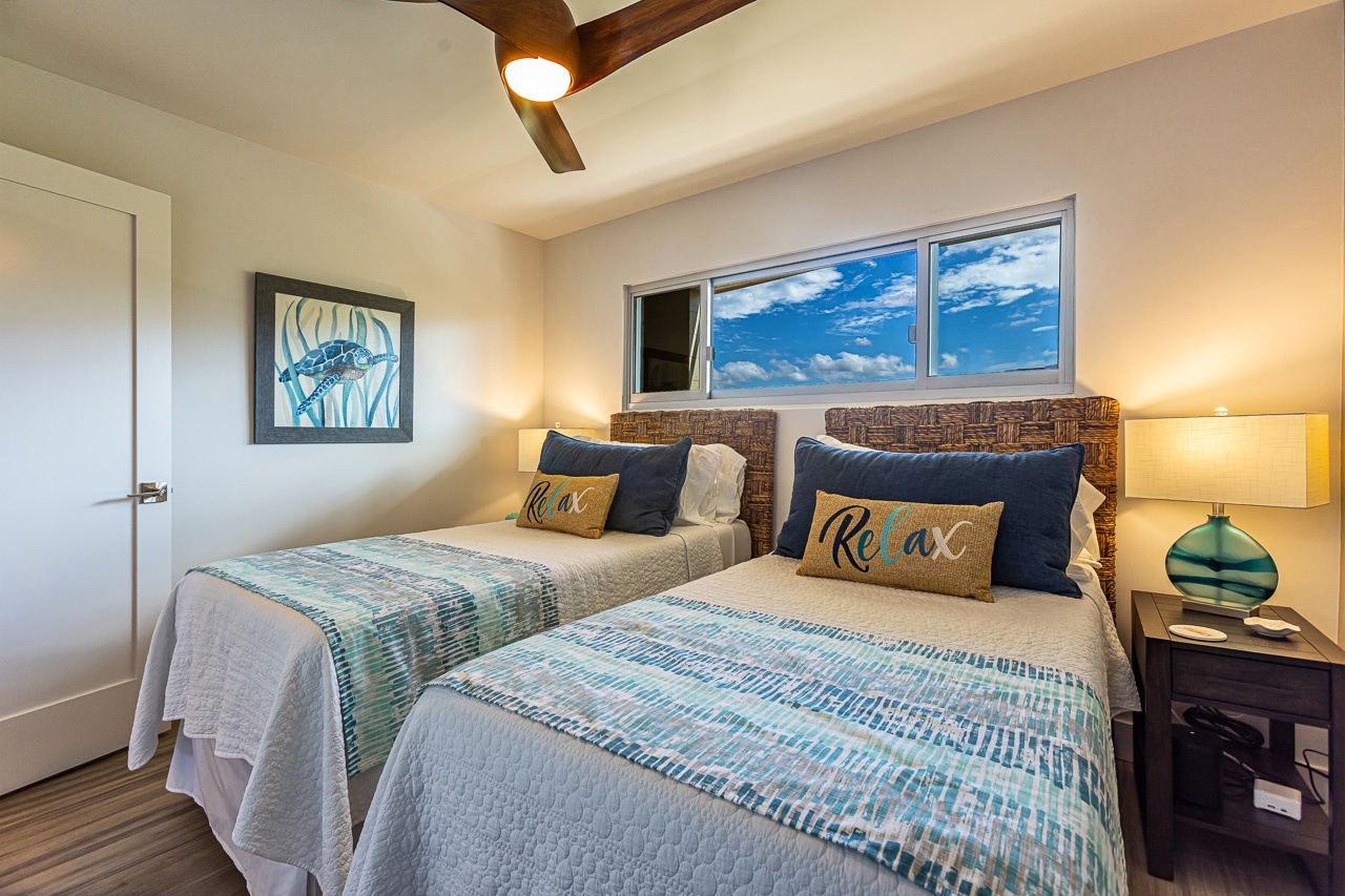 Kihei Vacation Rentals, Kamaole Beach Royal 610 - Morning light comes in low through the second bedroom's window before the day gets going.