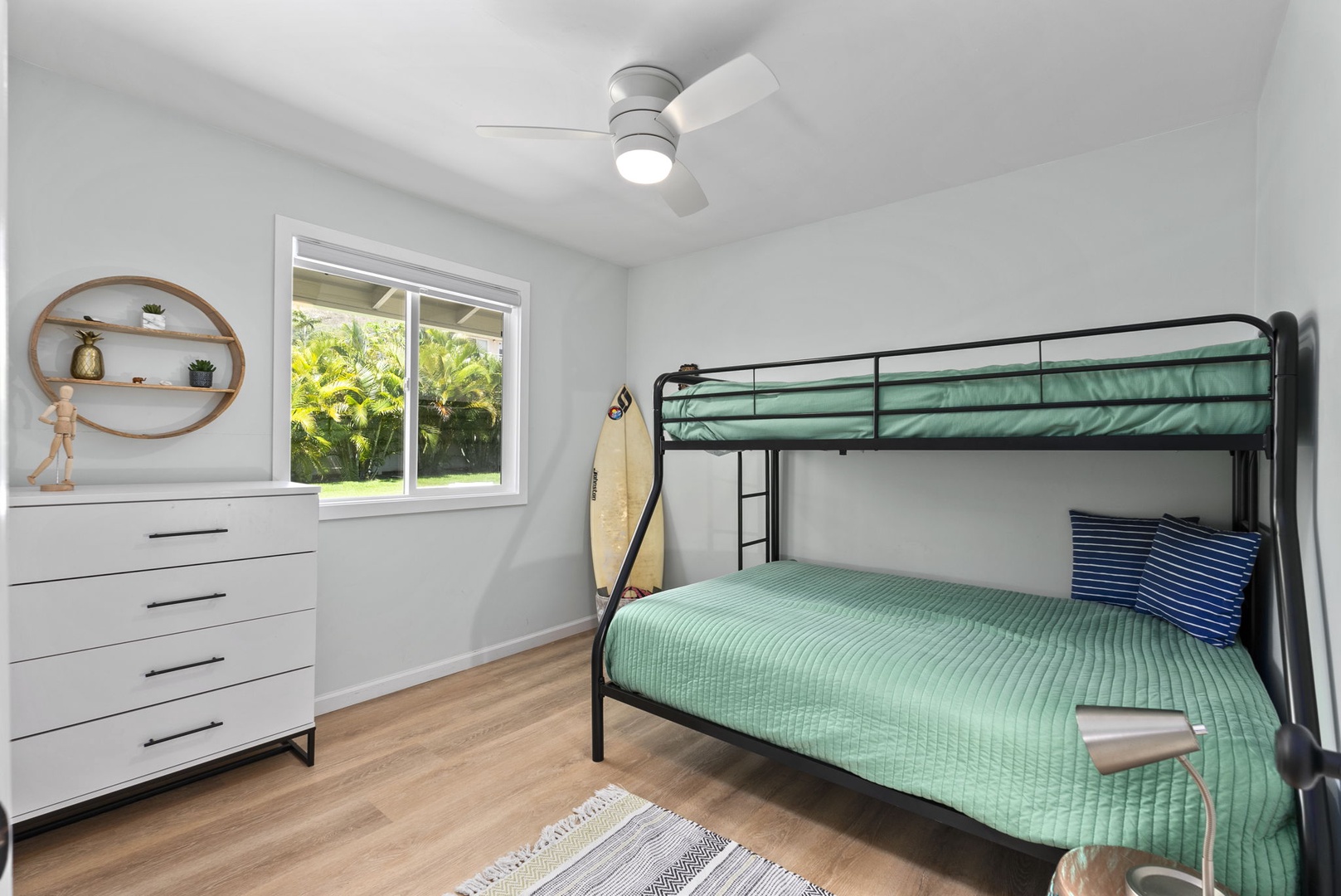 Kailua Vacation Rentals, Hale Alapi'i Lanikai Getaway - This charming bedroom features a versatile bunk bed setup, perfect for families or friends.