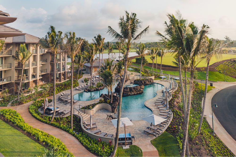 Lihue Vacation Rentals, Maliula at Hokuala 3BR Premiere* - An aerial view of the Maliula pool.