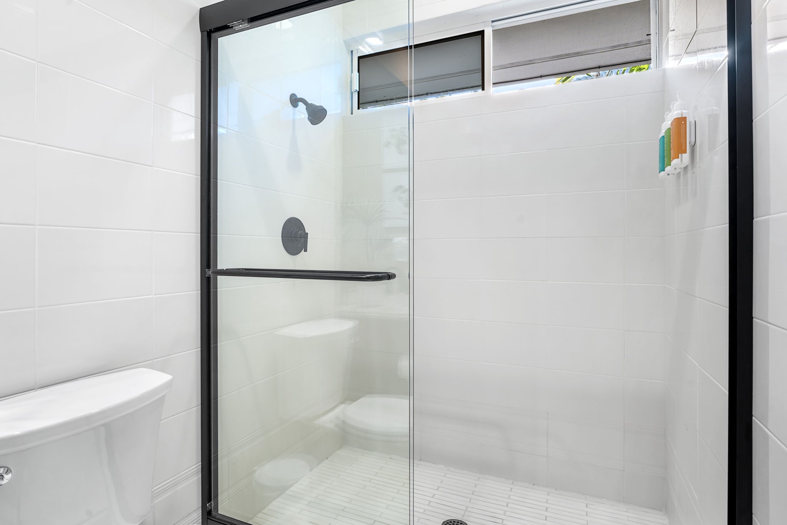 Kailua Kona Vacation Rentals, Hale Nai'a - Step into your spacious glass shower with modern fixtures and sleek design for a refreshing start to your day.