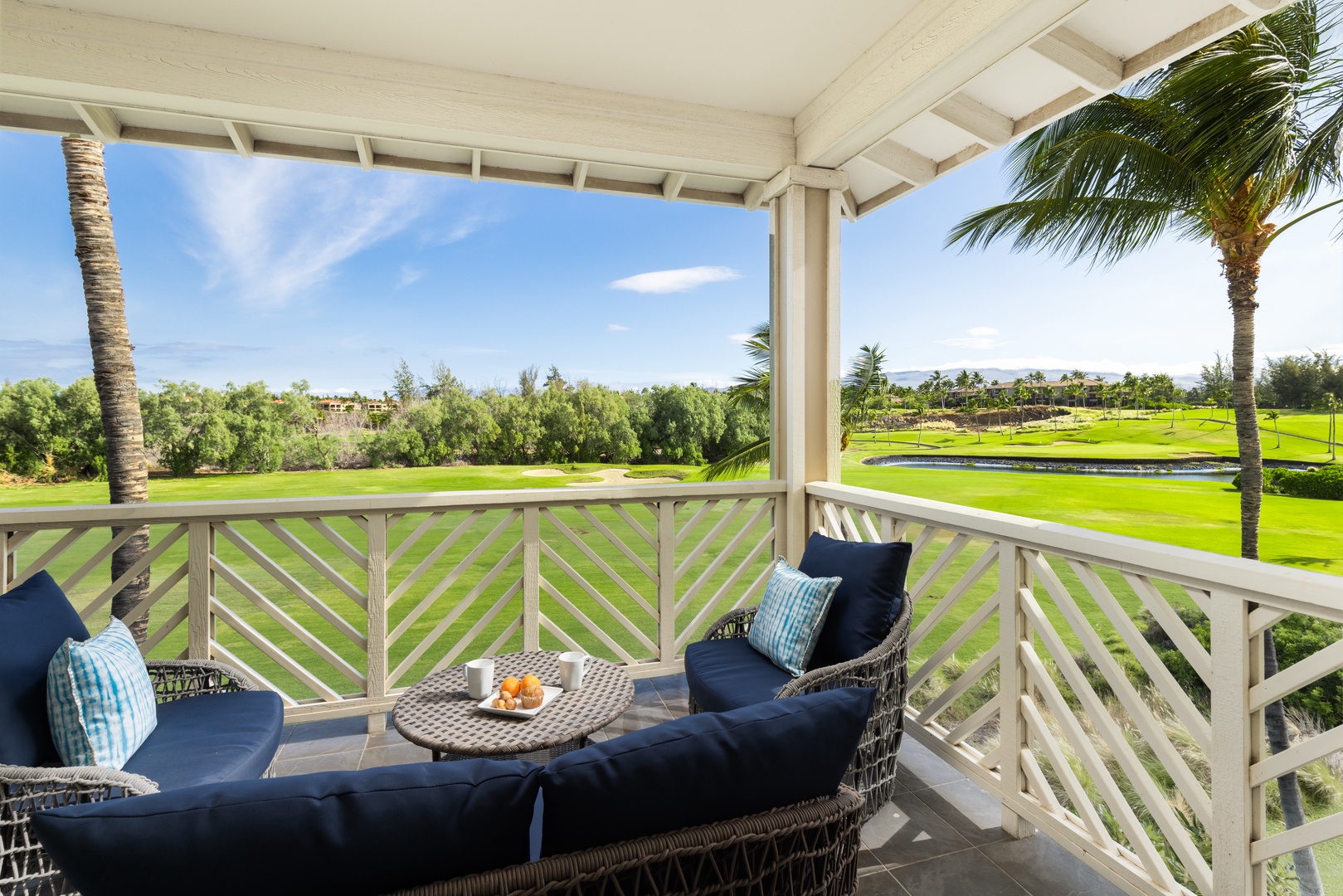 Waikoloa Vacation Rentals, Fairway Villas at Waikoloa Beach Resort E34 - Enjoy alfresco meals and panoramic views on the lanai