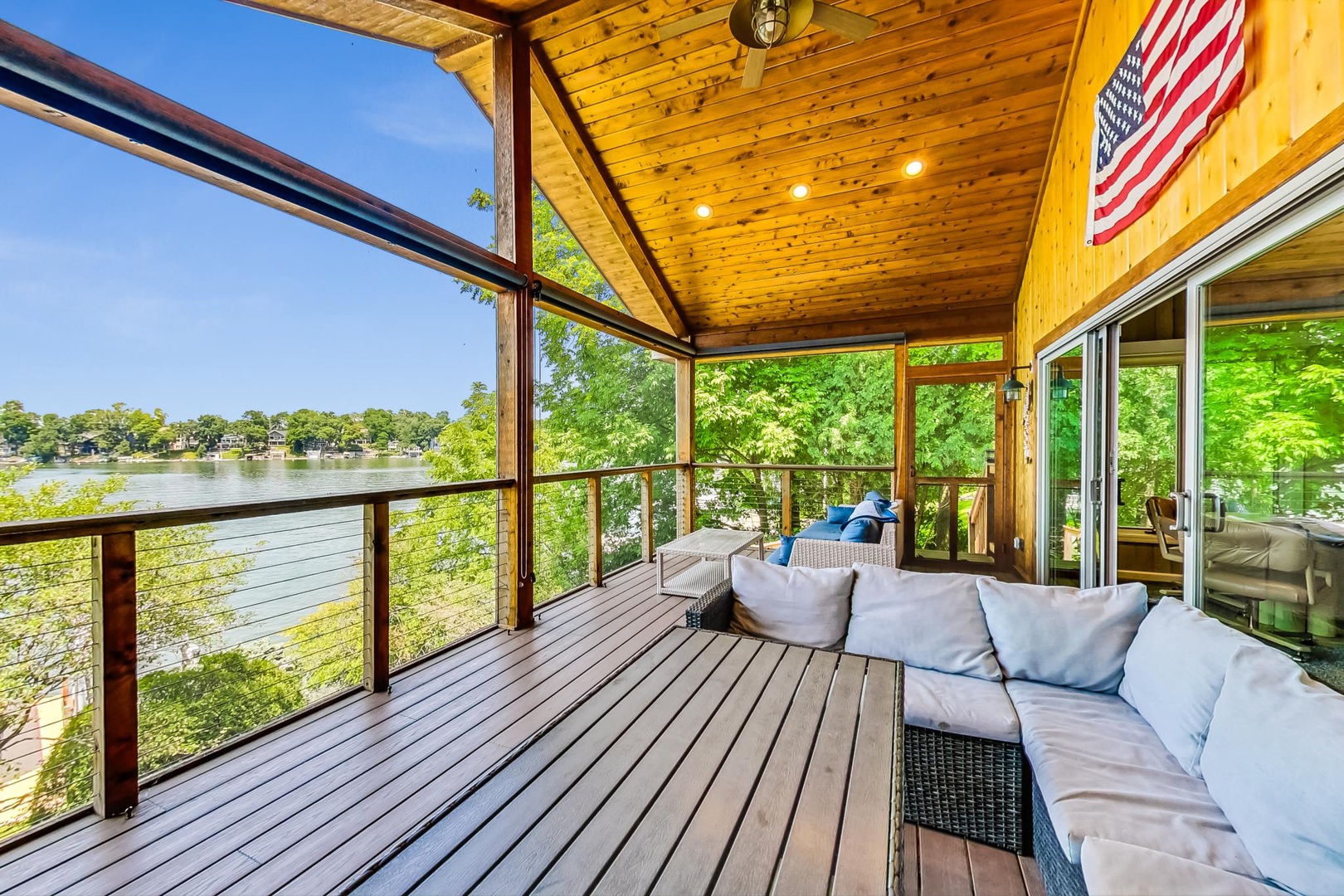 Screened-in Covered Deck with Lakeviews