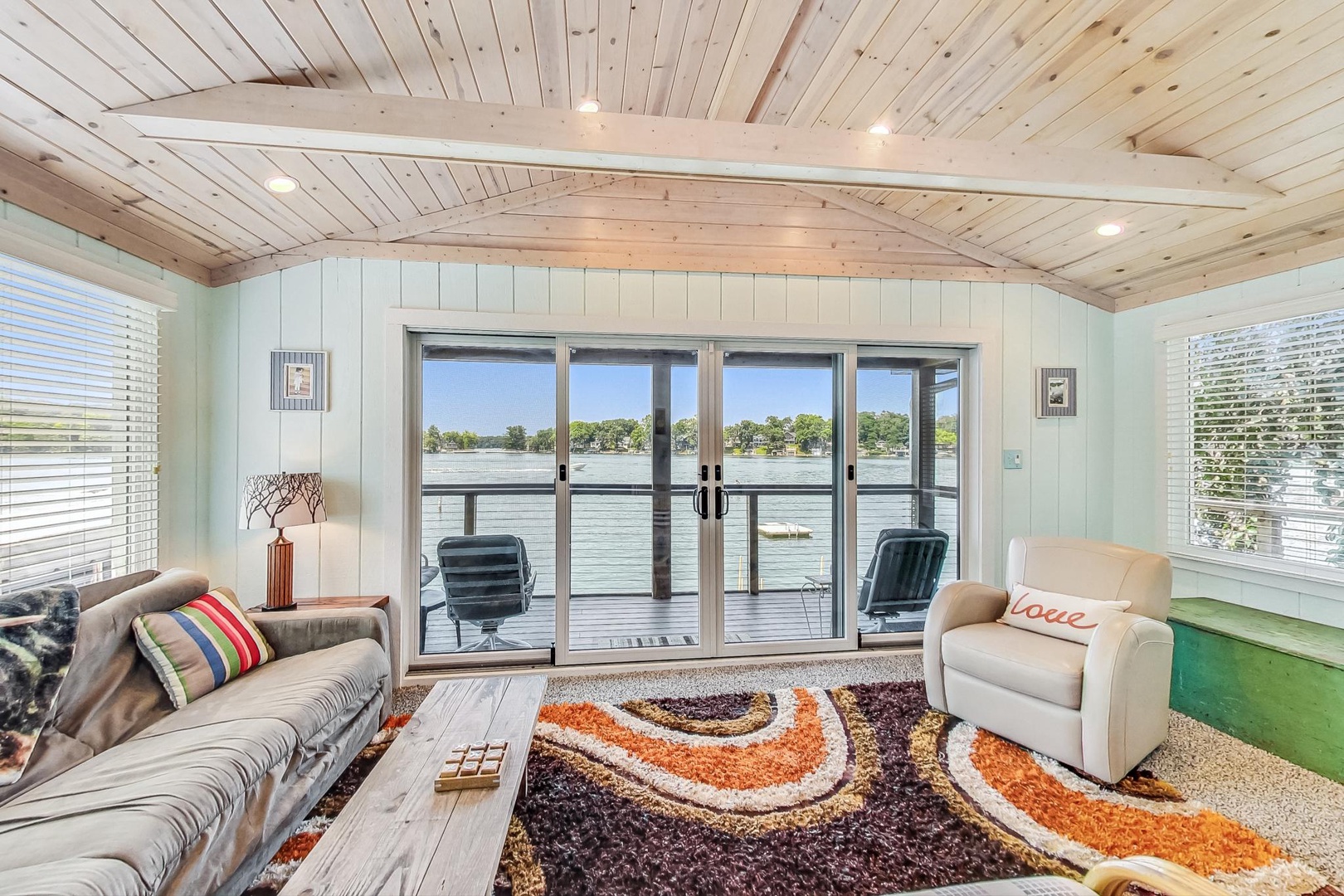 Boathouse Living Room with Lakeview