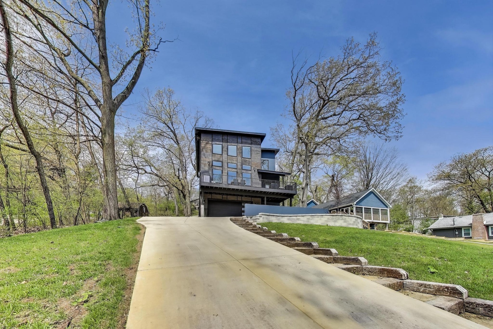 Steep Driveway with Parking at Top