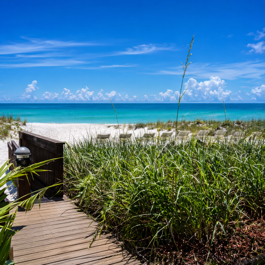 Coastal boardwalk to the beach