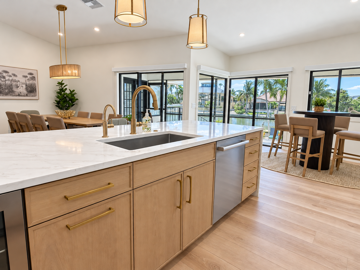 Brightly lit elegant home interior