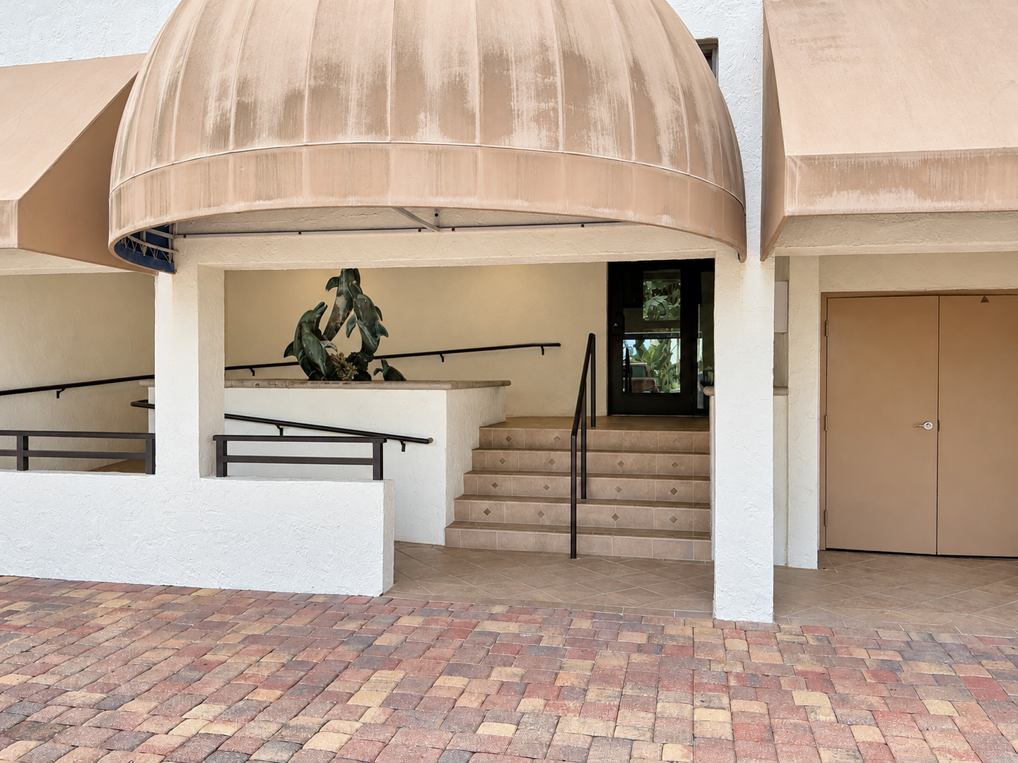 Brightened Stucco Courtyard Entrance