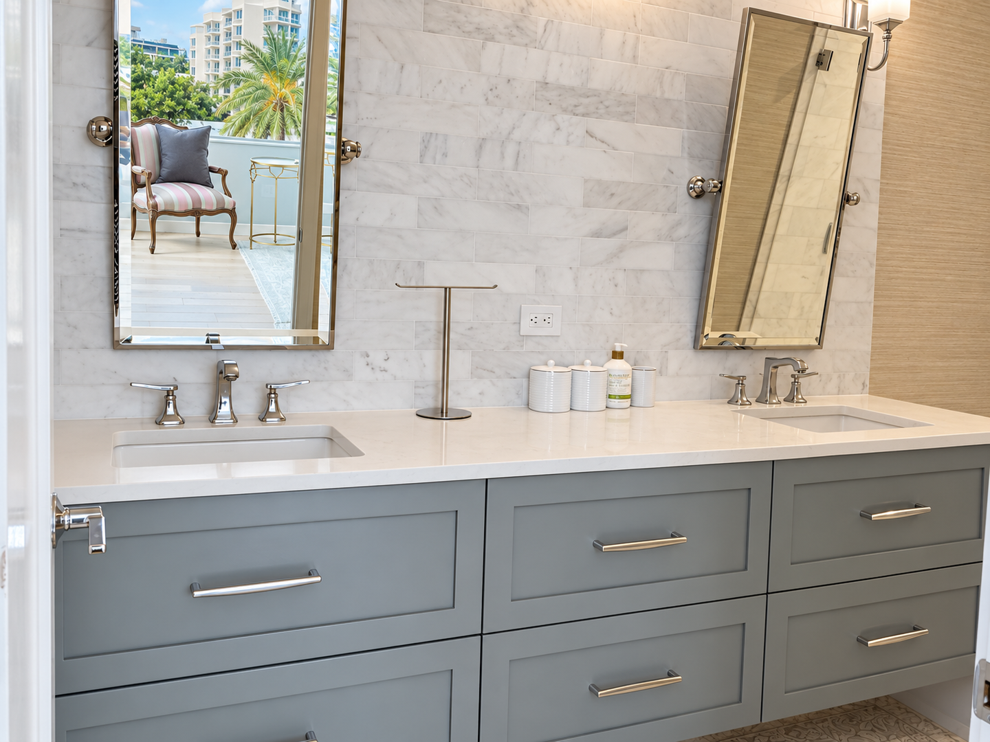 Polished double vanity bathroom listing