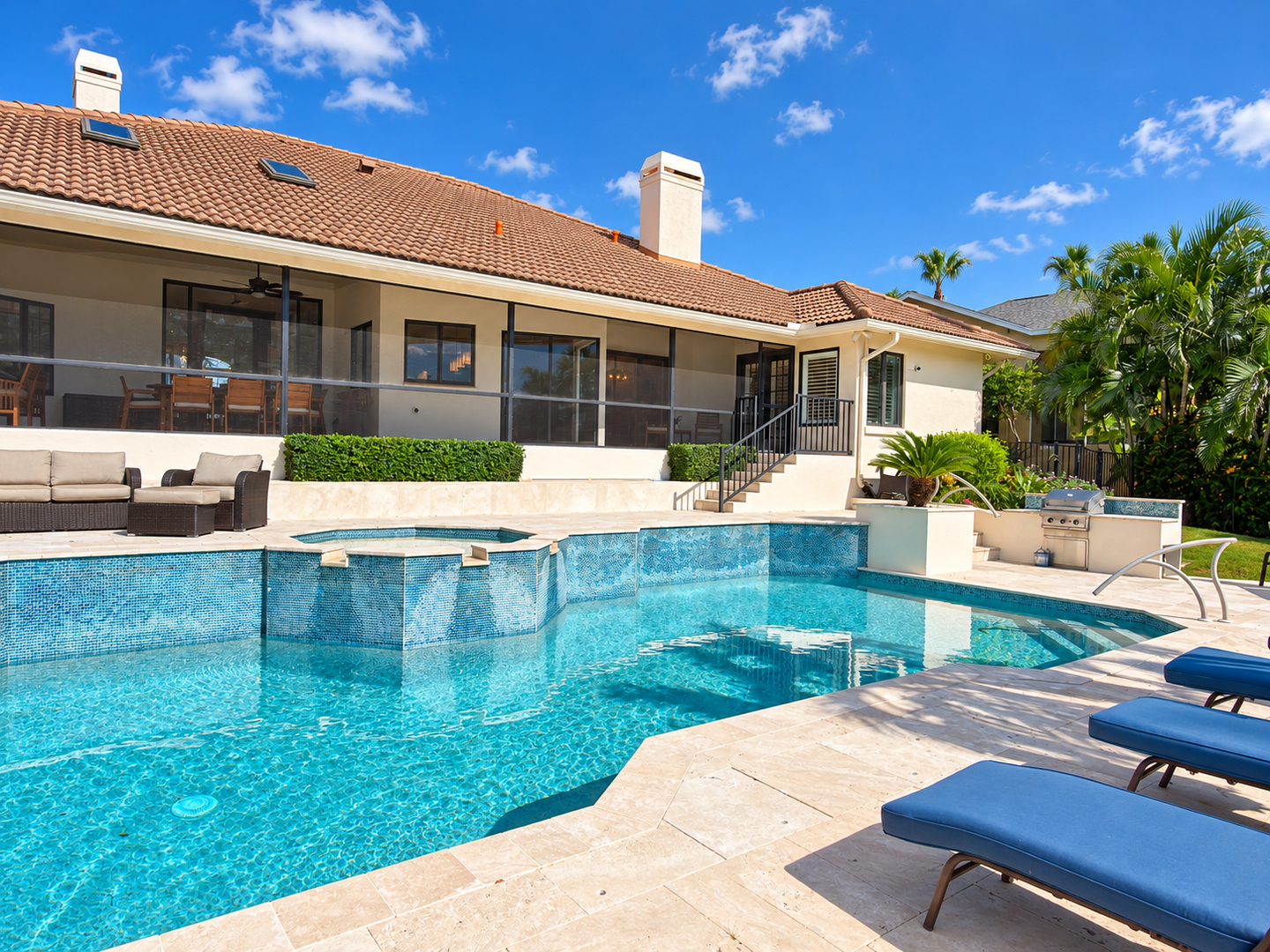Polished waterfront home exterior