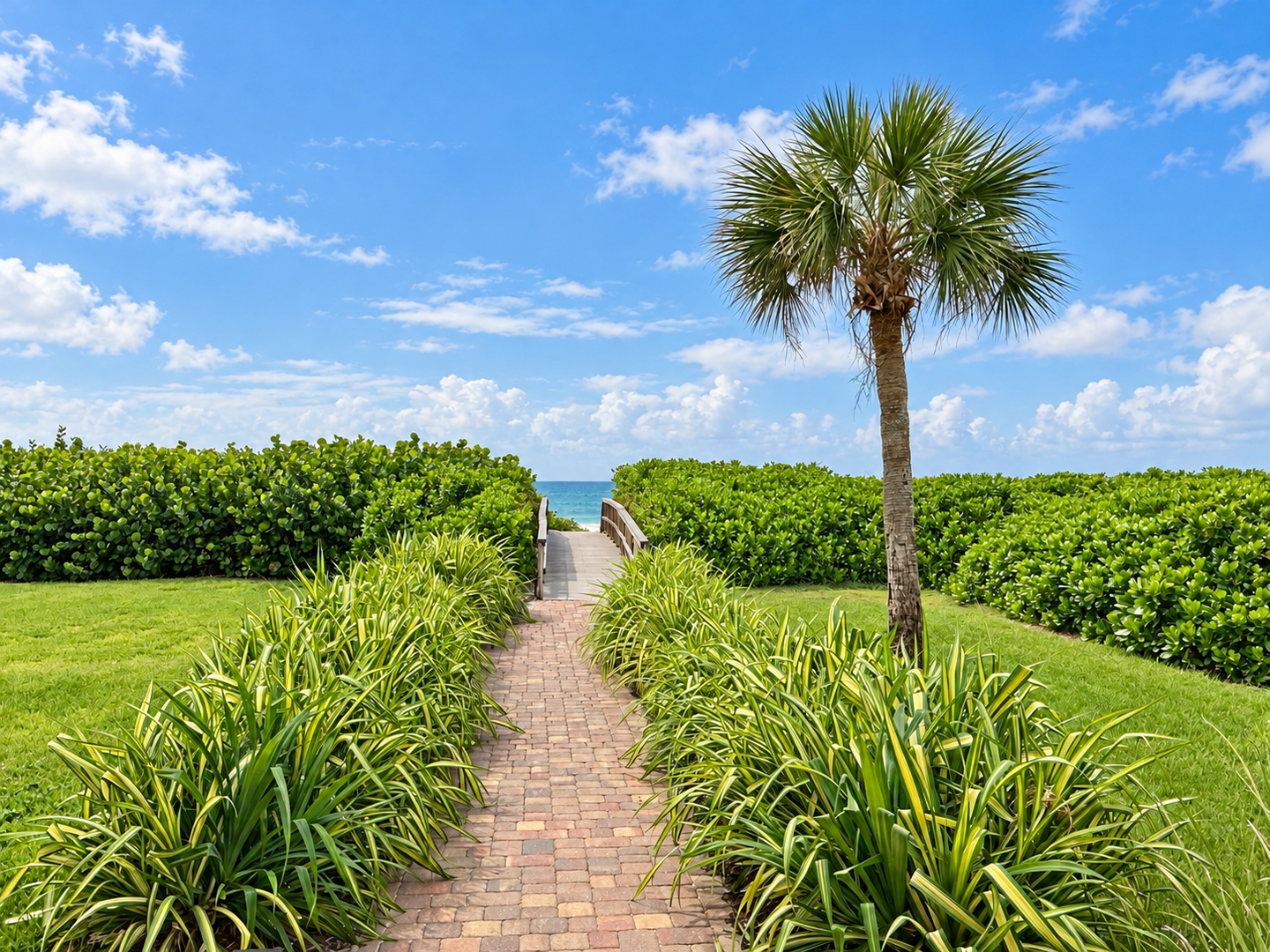 Sunny coastal path to the beach