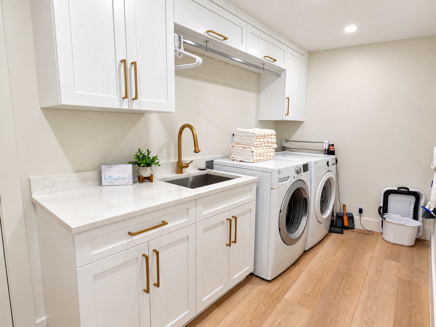 Bright, polished laundry room