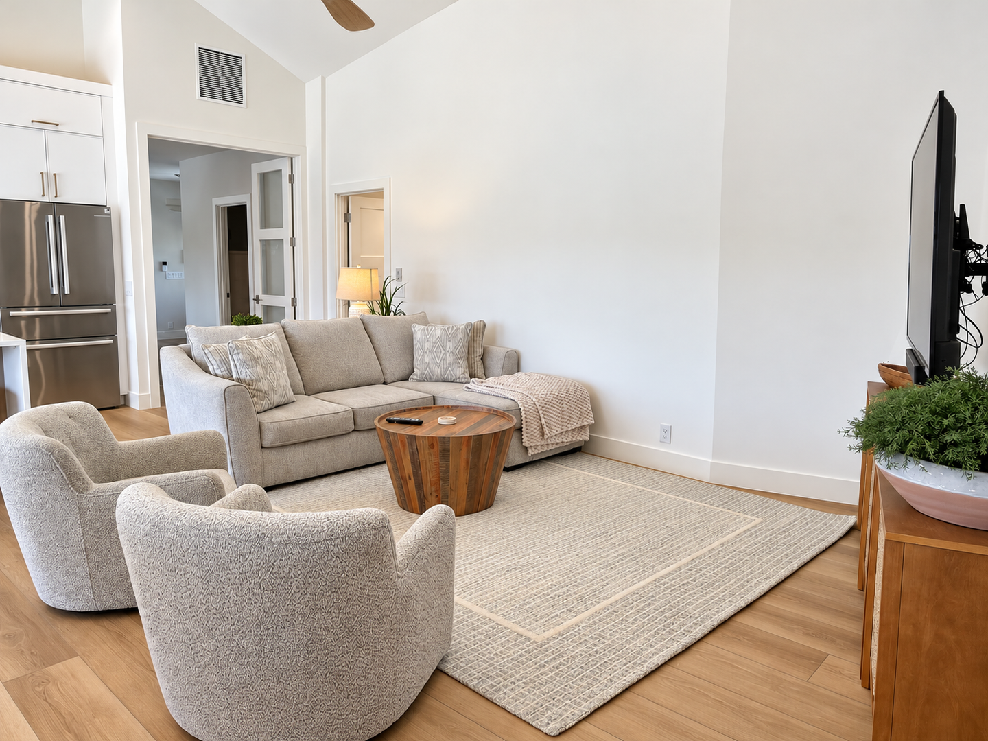 Bright, polished living room listing