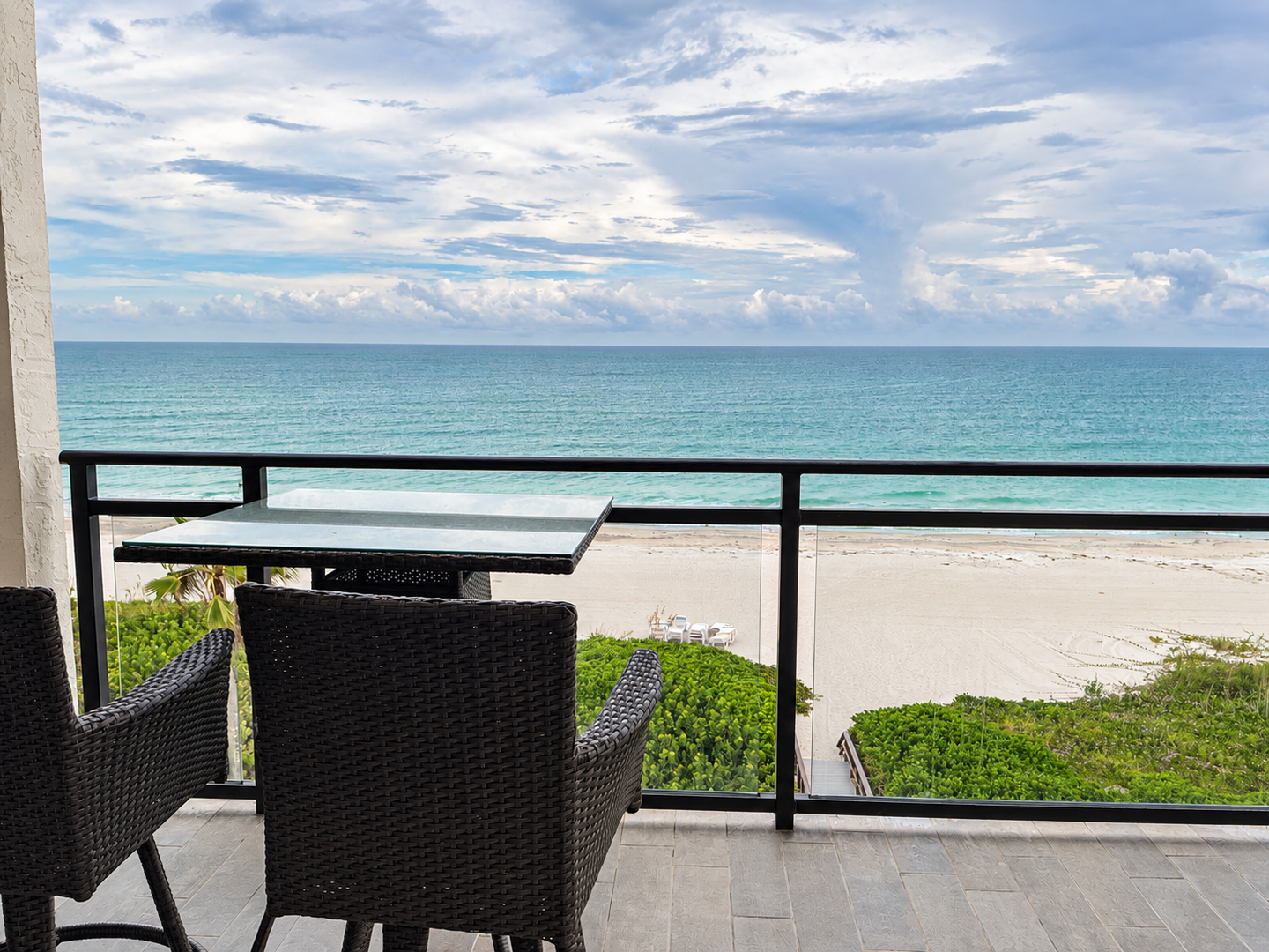 Oceanfront balcony with dune views