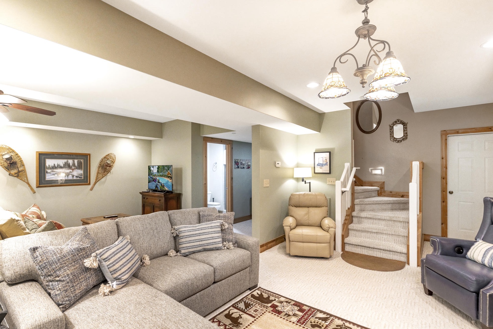 Downstairs Living Area---Sleeper Sofa, Television