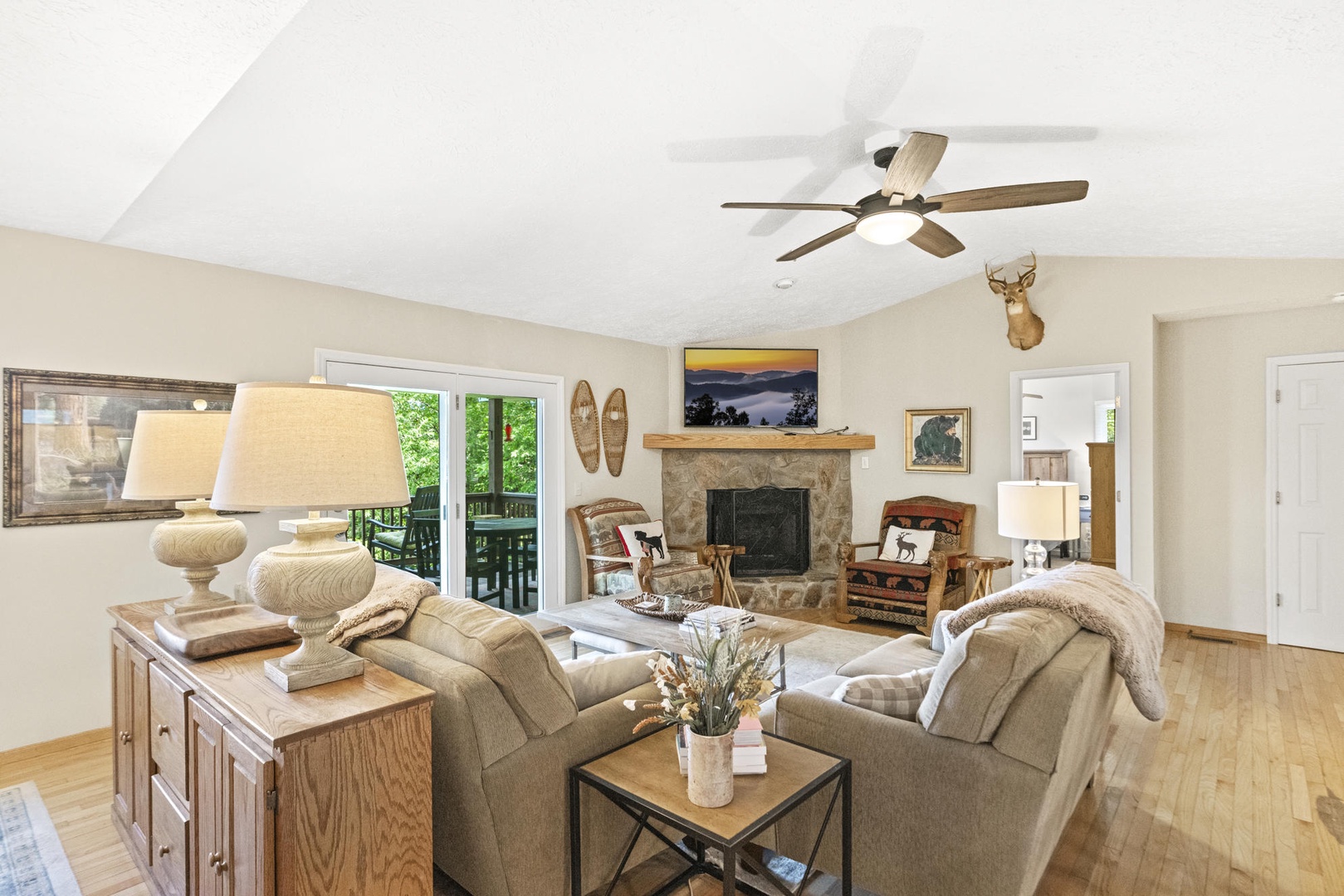 Living Room---Mountain View, Cozy Fireplace, Television