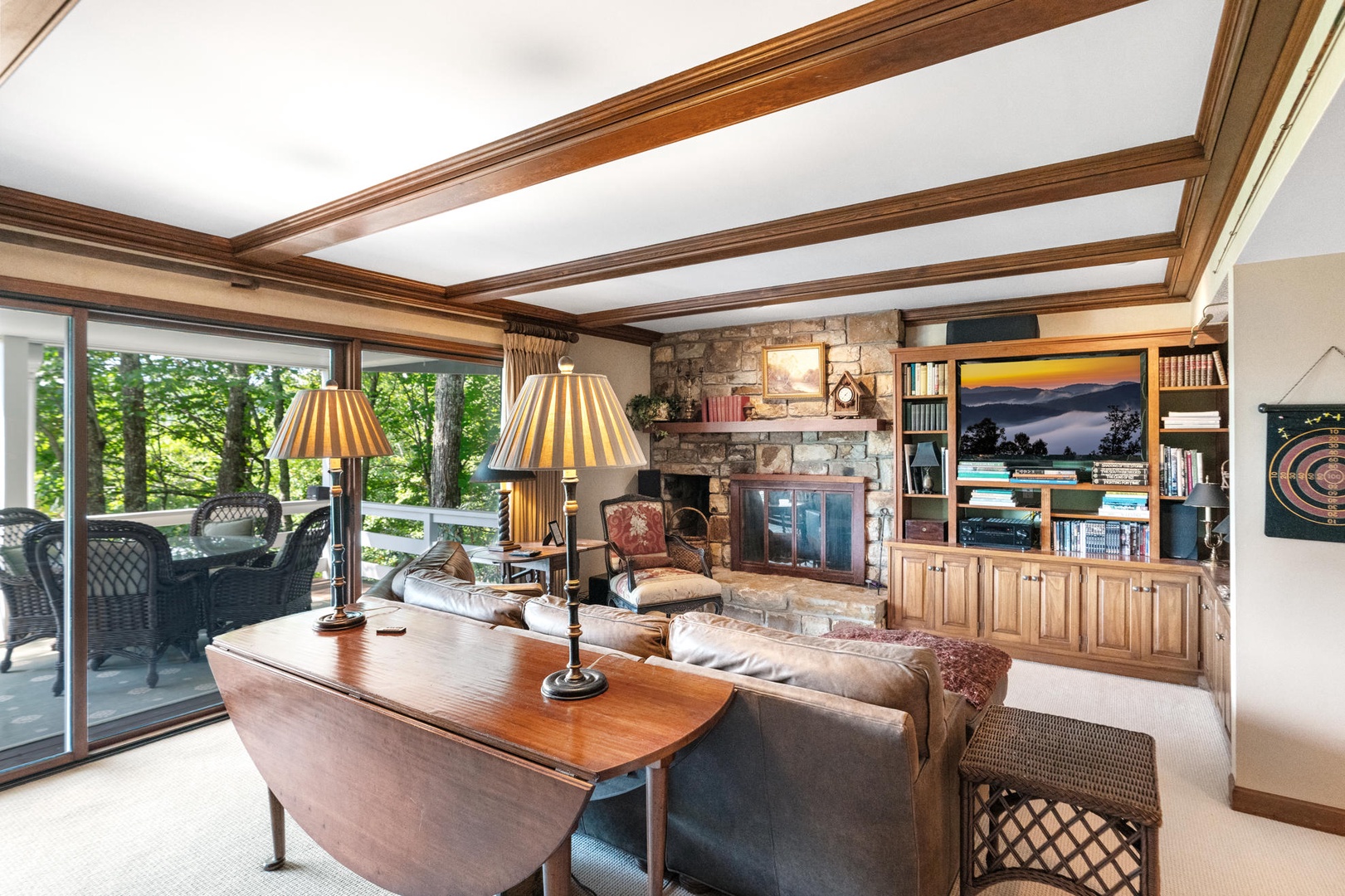 Den Area---Cozy Furniture, Television, Fireplace, Downstairs