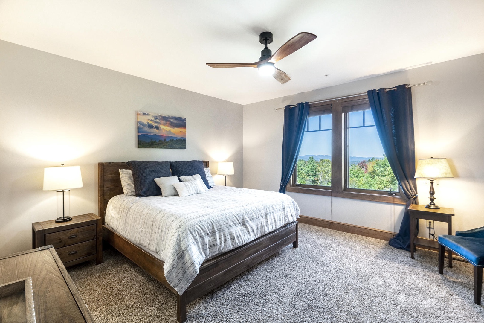 Primary Bedroom---King Size Bed, Mountain View