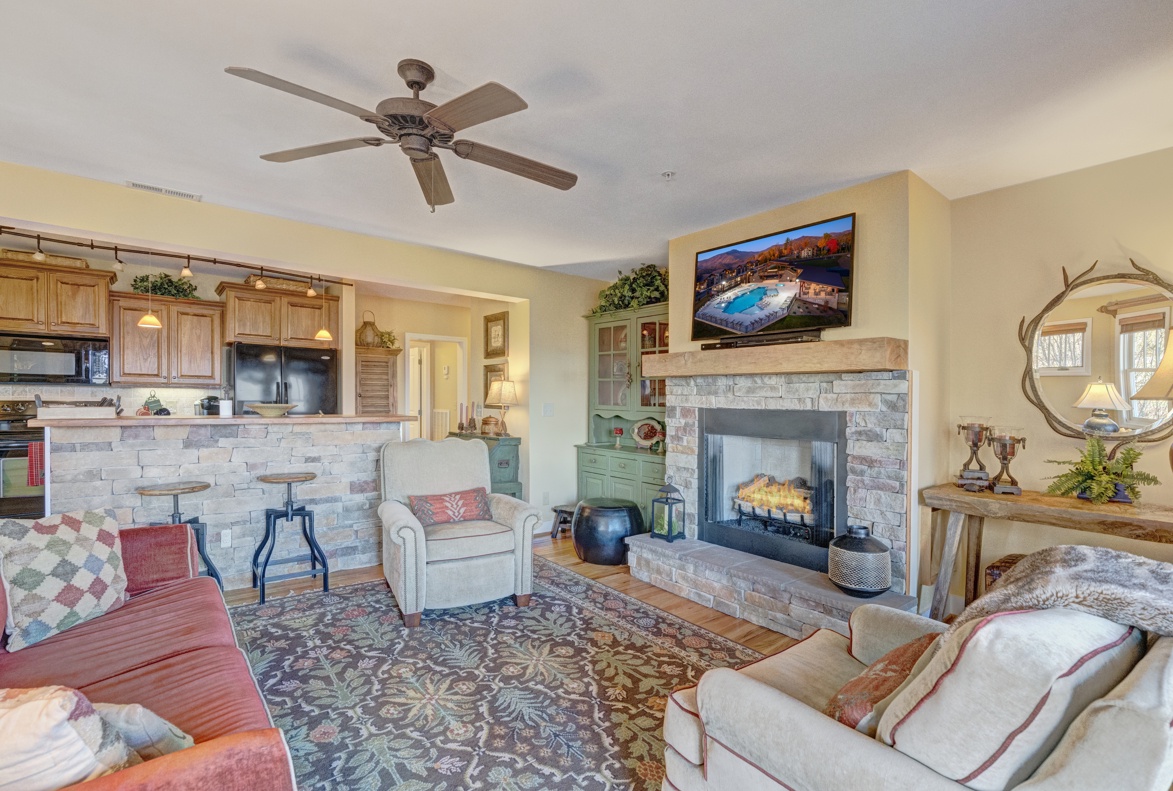 Living Room---Open Floor Plan, Fireplace