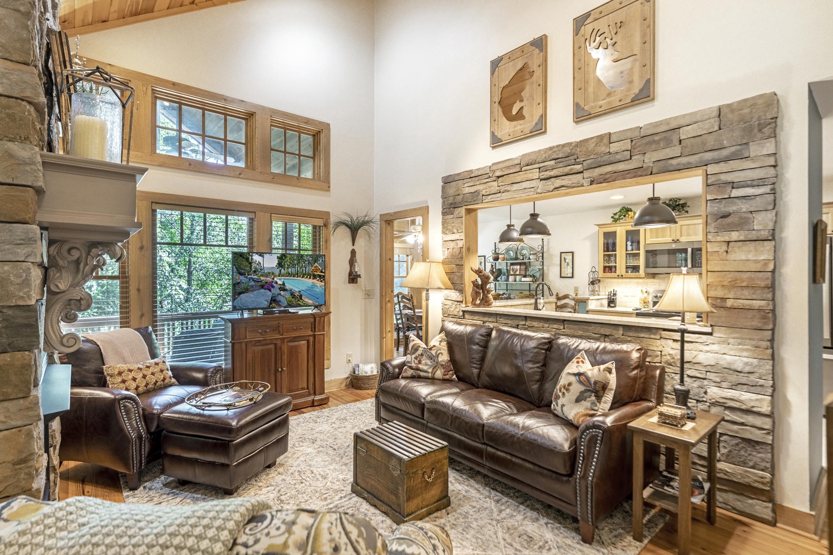 Living Room---Television, Wooded View