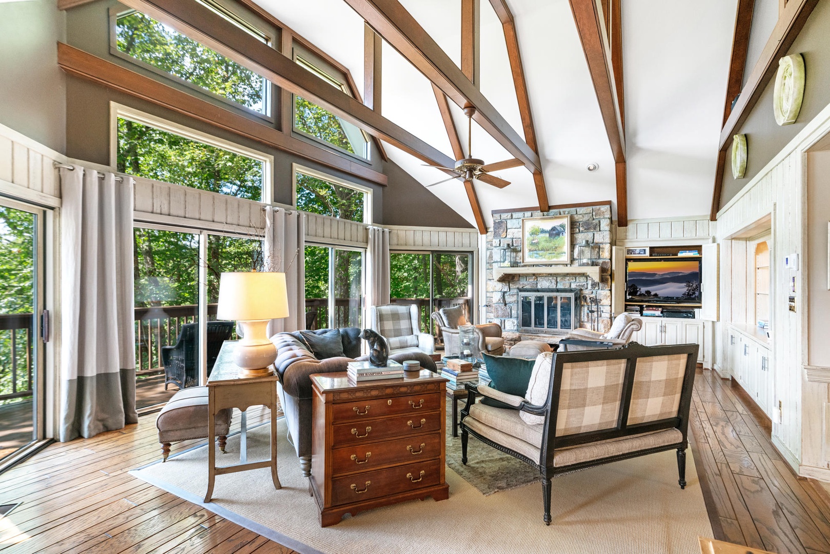 Living Room---Natural Light, Fireplace, Television