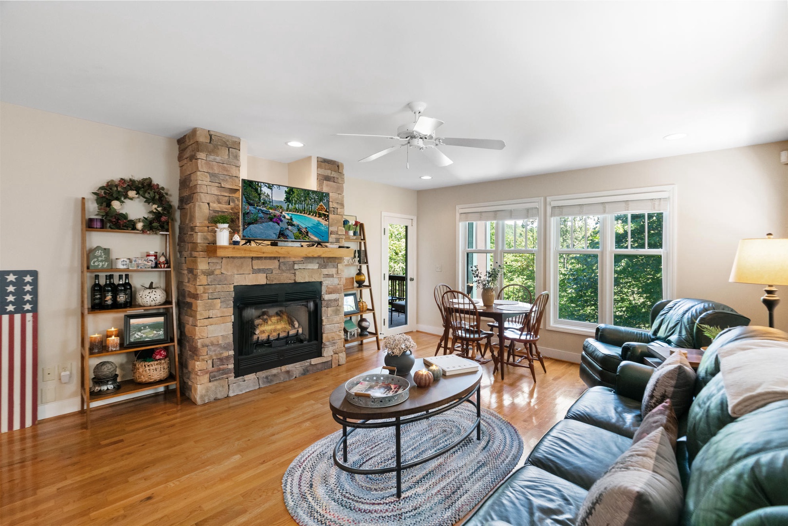 Living Room--- Gas Log Fireplace, TV