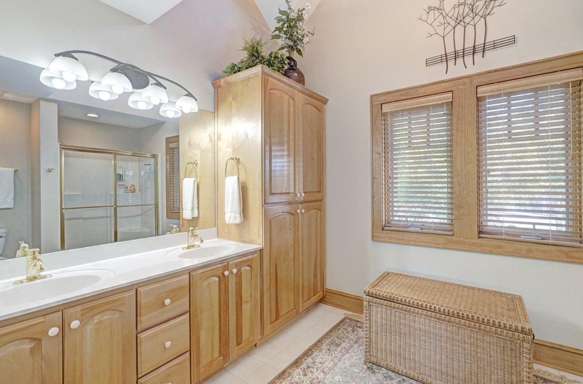 Primary Bathroom--- Double Sinks, Shower Stall