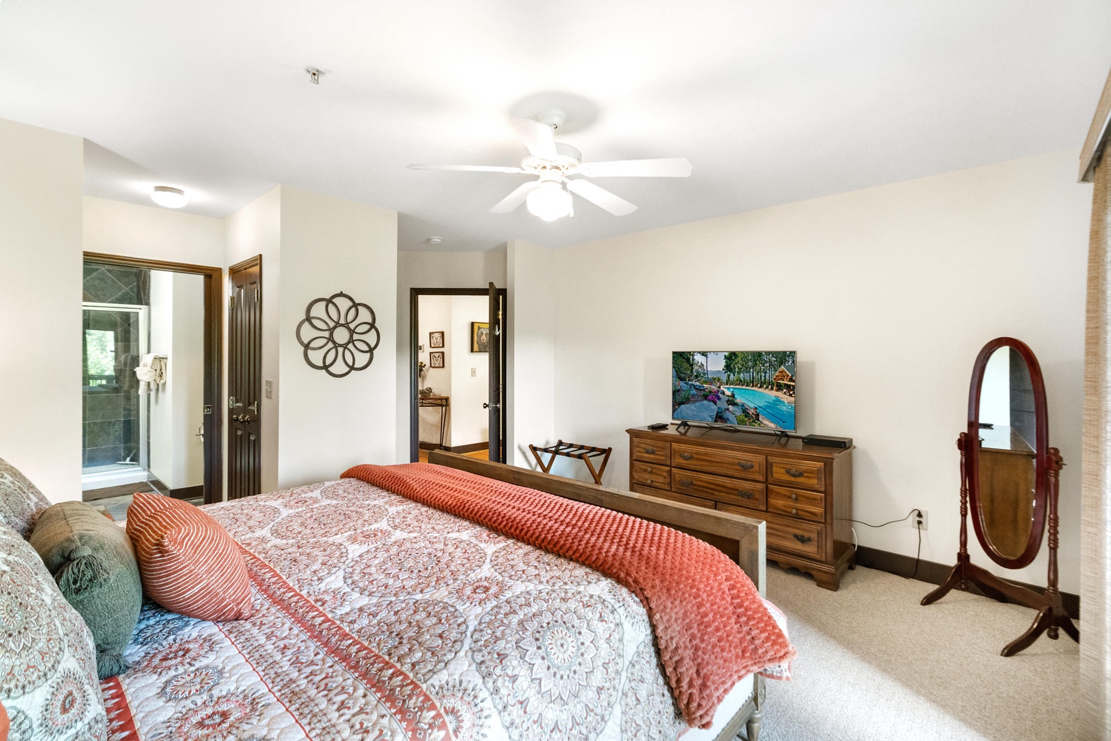 Primary Bedroom---King Size Bed, Television