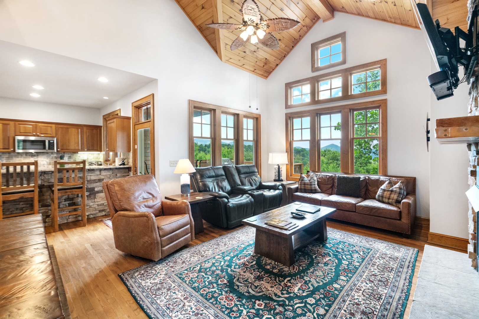Living Room---Mountain Views, Gas Logs, TV