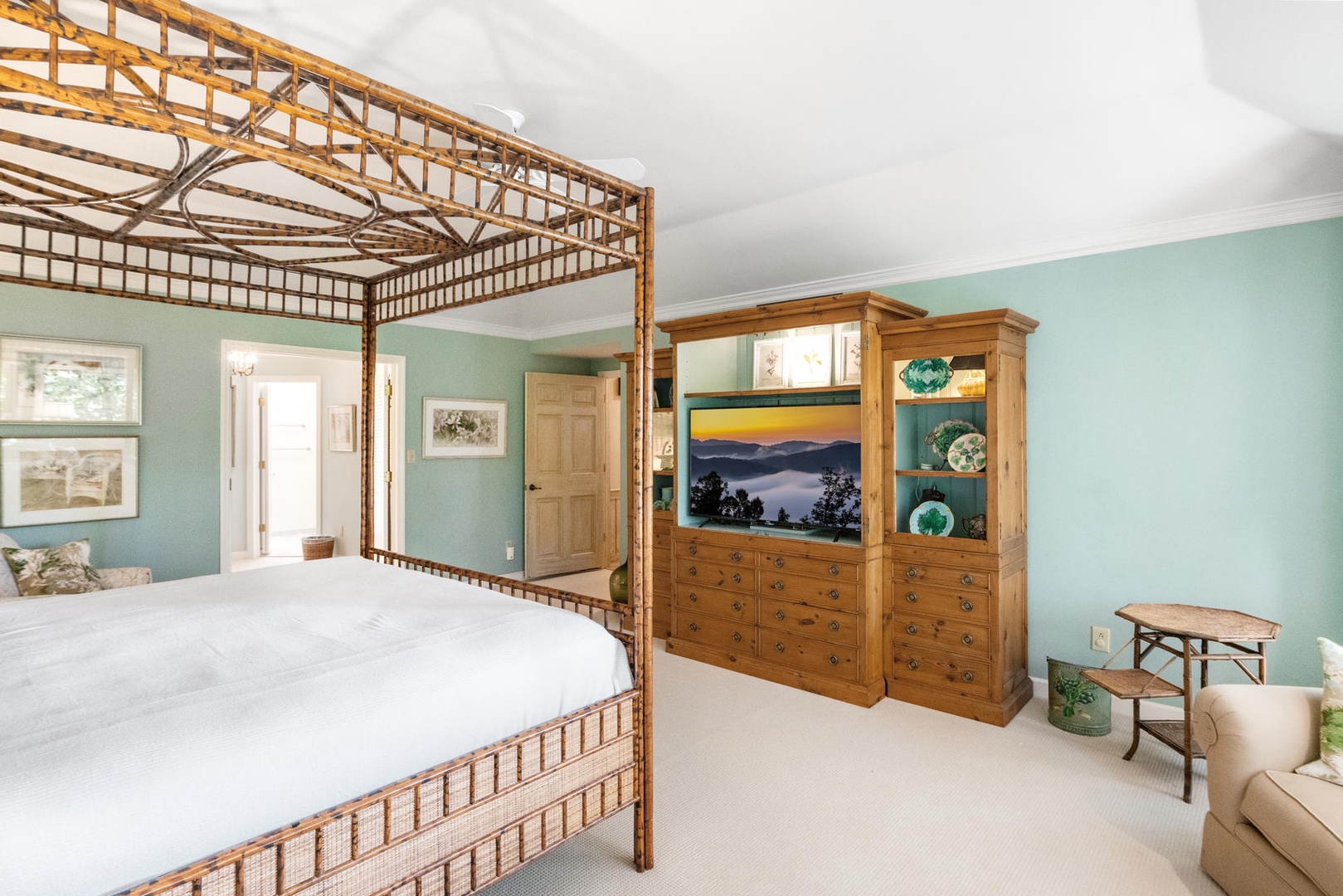 Primary Bedroom---King Size Bed, Television