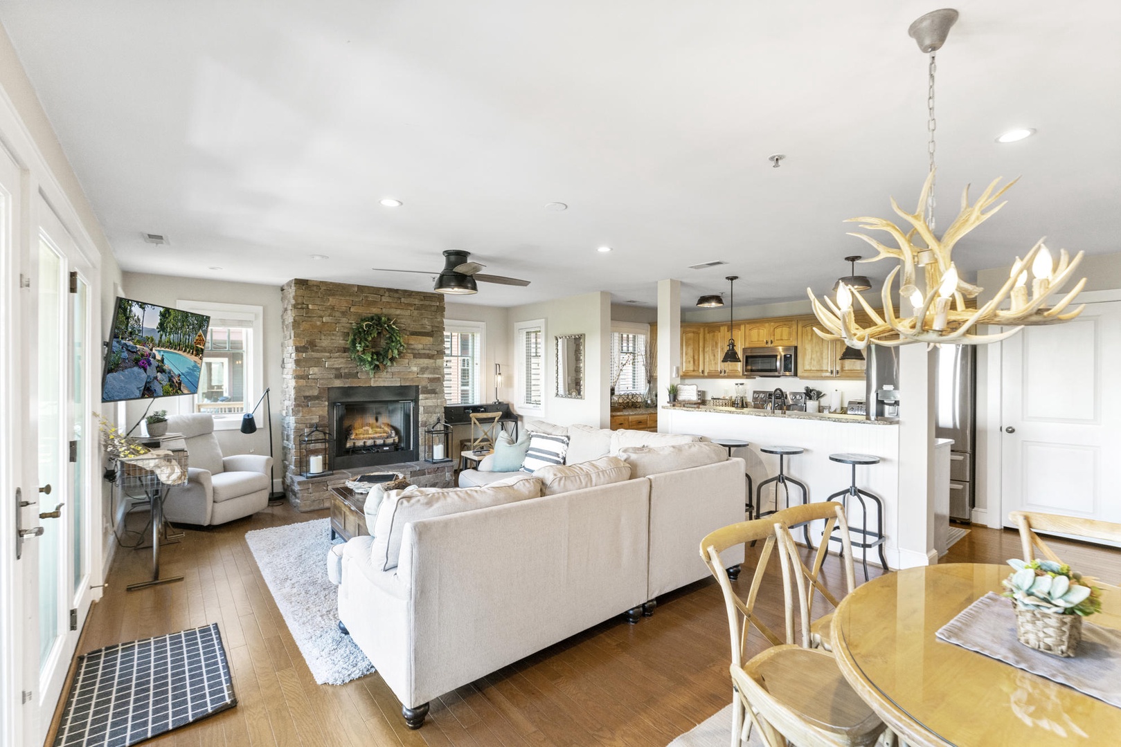 Living Room---Open Floor Plan, Gas Logs